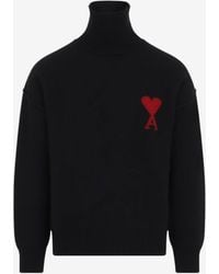 Ami Paris - Ami De Coeur Funnel Neck Sweater - Lyst