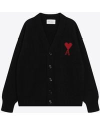 Ami Paris - Ami De Coeur V-Neck Cardigan - Lyst