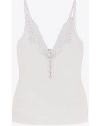 Self-Portrait - Sleeveless Top With Lace-Inserts - Lyst