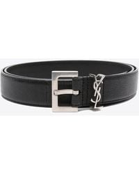 Saint Laurent - Cassandre Thin Leather Belt - Lyst