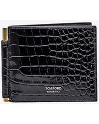 Tom Ford - Croc-Embossed Leather Bi-Fold Bill Clip Wallet - Lyst