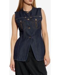Versace - Denim Buttoned Vest - Lyst