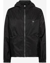 Prada - Triangle Logo Windbreaker Jacket - Lyst