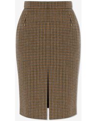 Saint Laurent - Checked Wool-Blend Pencil Skirt - Lyst