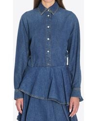 Alaïa - Round Long-Sleeved Denim Shirt - Lyst