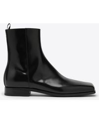 Prada - Brushed Leather Ankle Boots - Lyst