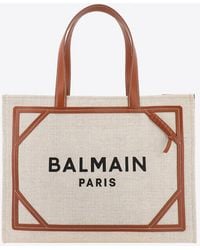 Balmain - B-Army 42 Leather-Trimmed Tote Bag - Lyst