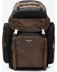 Prada - Triangle Logo Re-Nylon And Leather Backpack - Lyst