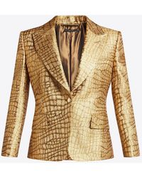 Tom Ford - Snakeskin-Effect Woven Blazer - Lyst