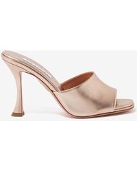 Aquazzura - Violette 75 Metallic Leather Mules - Lyst