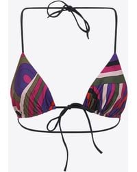 PUCCI - Bikini Top With Signature-Print - Lyst