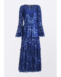 Needle & Thread - Annie Sequin Embellished Tiered Gown - Lyst