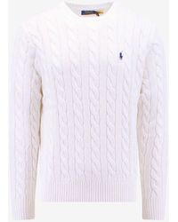 Polo Ralph Lauren - Logo-Embroidered Cable Knit Sweater - Lyst