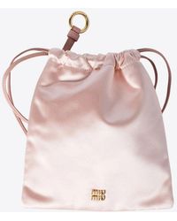 Miu Miu - Logo Plaque Satin Pouch Bag - Lyst