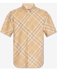 Burberry - Check Pattern Short-Sleeved Shirt - Lyst