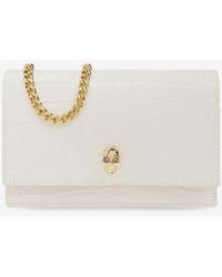McQueen - Small Skull Croc-Embossed Leather Crossbody Bag - Lyst