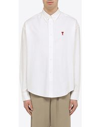 Ami Paris - Logo Embroidered Long-Sleeved Shirt - Lyst