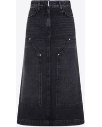 Givenchy - A-Line Midi Denim Skirt - Lyst