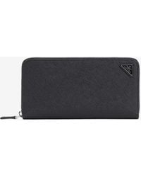 Prada - Triangle Logo Zip-Around Wallet - Lyst