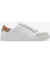 Burberry - Low-Top Leather And Suede Sneakers - Lyst