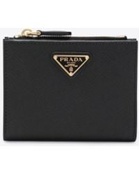 Prada - Triangle Logo Saffiano Leather Wallet - Lyst