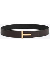 Tom Ford - Reversible Grained Calf Leather Belt With T-Buckle - Lyst