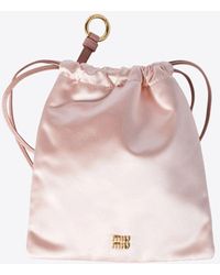 Miu Miu - Logo Plaque Satin Pouch Bag - Lyst