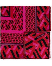 Versace - La Greca Print Silk Scarf - Lyst
