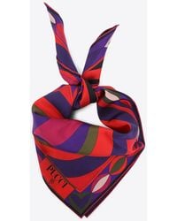PUCCI - Patterned Silk Scarf With Logo-Print - Lyst
