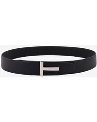 Tom Ford - T Buckle Grained Leather Reversible Belt - Lyst