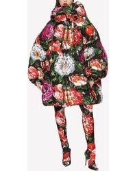 Dolce & Gabbana - Oversized Floral Print Down Jacket - Lyst