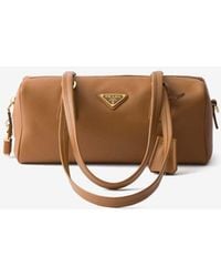 Prada - Medium Triangle Logo Leather Shoulder Bag - Lyst