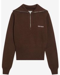 Miu Miu - Half-Zip Logo Cashmere Sweater - Lyst