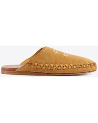 Celine - Marlou Triomphe Suede Slippers - Lyst