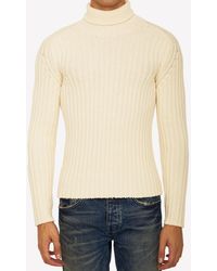 C.P. Company - Turtleneck Ribbed Knit Wool Sweater - Lyst