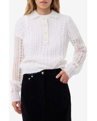 Ganni - Mohair Lace Polo Sweater - Lyst