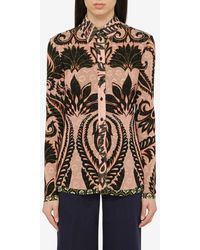 Etro - Floral Print Long-Sleeved Tulle Shirt - Lyst