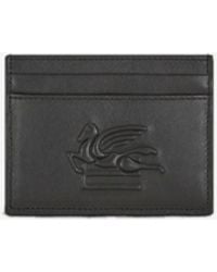 Etro - Logo Embossed Leather Cardholder - Lyst