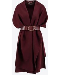 Elisabetta Franchi - Double Wool Belted Cape Coat - Lyst