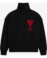 Ami Paris - Felted Wool Ami De Coeur Turtleneck Sweater - Lyst