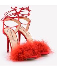 Charlotte Olympia - Salsa 110 Ostrich Feather Tie-Up Sandals - Lyst