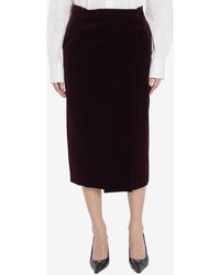 Saint Laurent - Wrap Velvet Skirt - Lyst