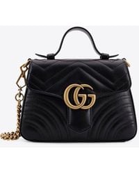 Gucci - Mini Gg Marmont Leather Top Handle Bag - Lyst
