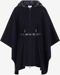 Moncler - Wool Draped Zipped Poncho - Lyst
