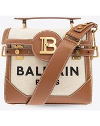 Balmain - B-Buzz 23 Leather Paneled Top Handle Bag - Lyst