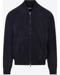 Brunello Cucinelli - Suede Leather Bomber Jacket - Lyst