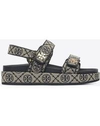 Tory Burch - Kira Sports Monogram Slingback Flat Sandals - Lyst