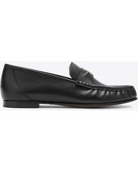 Chloé - Chain Logo Calf Leather Loafers - Lyst