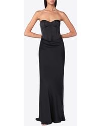 ROTATE BIRGER CHRISTENSEN - Maxi Satin Dress With Corset - Lyst
