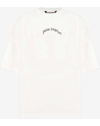 Palm Angels - Curved Logo Print T-Shirt - Lyst
